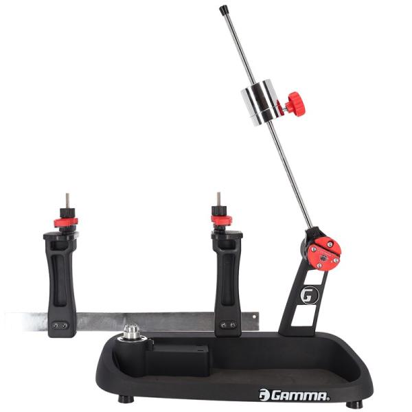 Gamma Momentum 2 stringing machine – compact manual stringer with drop-weight tension system and 2-point mounting